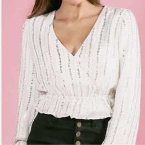 Show Me Your MuMu White Sequin Blouse